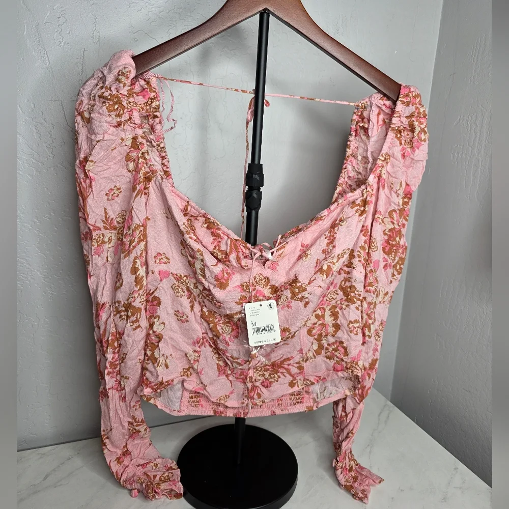 NEW Free People Hilary‎ Floral Pink Women's Top Size Medium